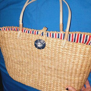 woven tote red white and blue july 4th bag